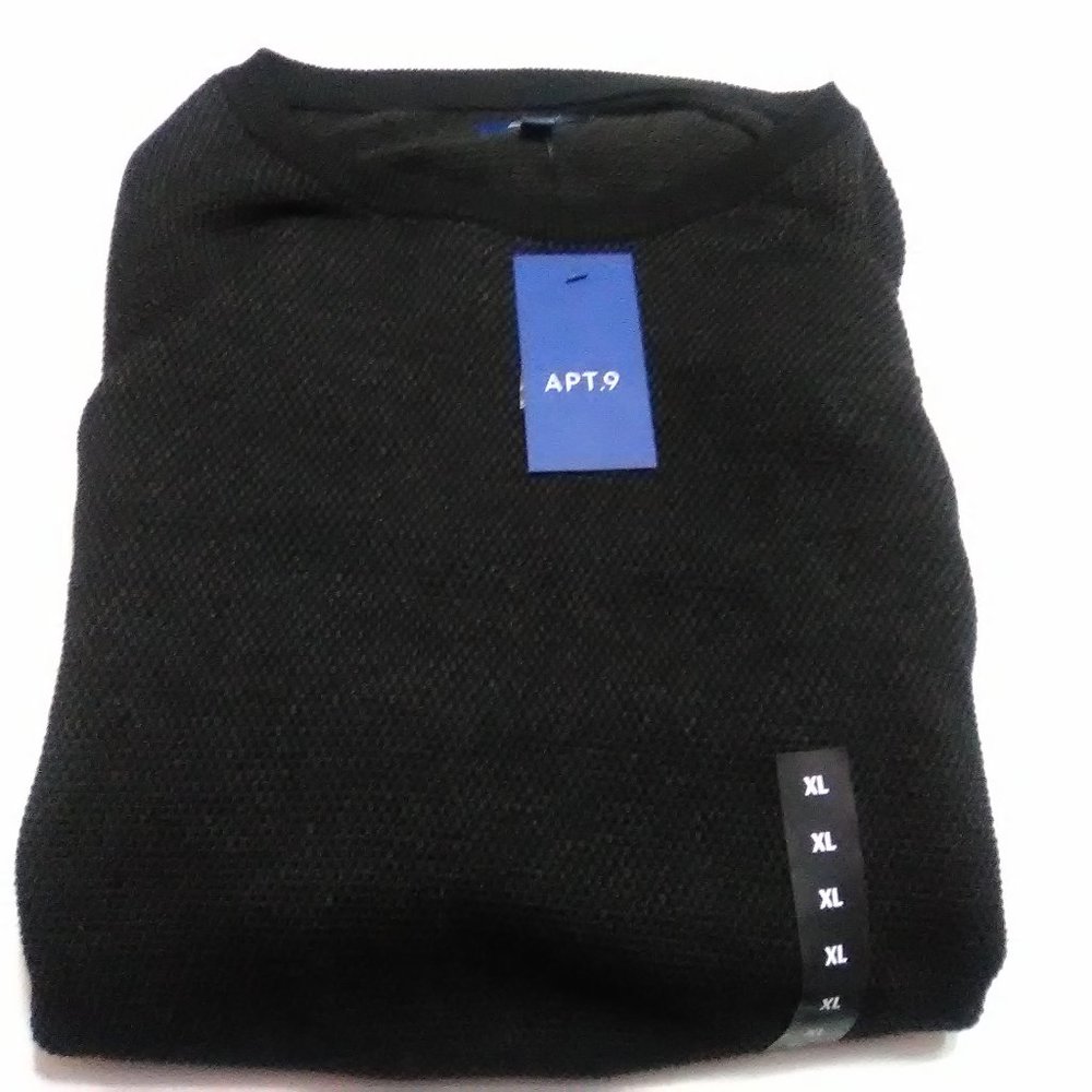 Mens Apt.9 XL Black 2 Tone Long Sleeve Crew